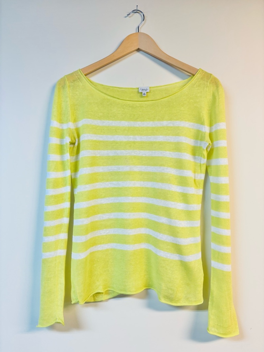 Aritzia Babaton 100% Linen Hobart Striped Knit Sweater Cream Yellow XS - Picture 2 of 8